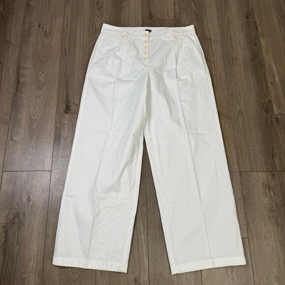 J Crew Pleated Button Front 100% Cotton Chino Pants US Women's 14 Plus New - Picture 3 of 7